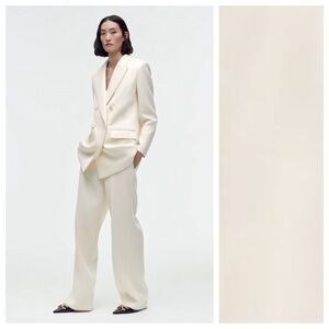 NWT. Zara Ecru Viscose Blend Tailored Double Breasted Blazer. Size XL.